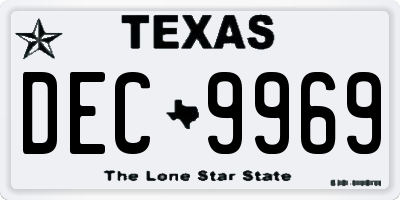 TX license plate DEC9969
