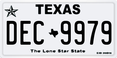 TX license plate DEC9979