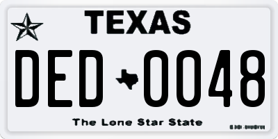 TX license plate DED0048