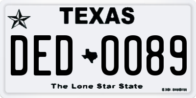 TX license plate DED0089