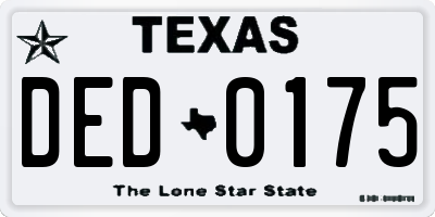 TX license plate DED0175