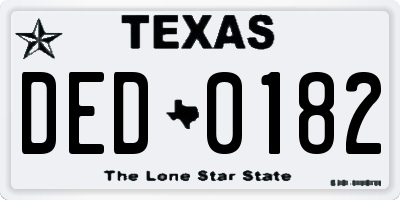 TX license plate DED0182