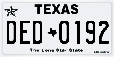 TX license plate DED0192