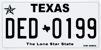TX license plate DED0199