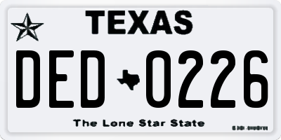TX license plate DED0226