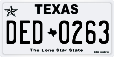 TX license plate DED0263