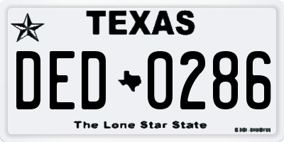 TX license plate DED0286