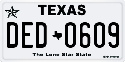 TX license plate DED0609