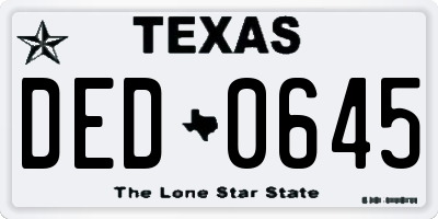 TX license plate DED0645
