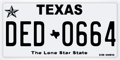 TX license plate DED0664
