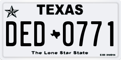 TX license plate DED0771