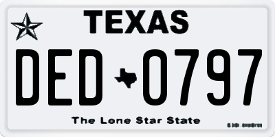 TX license plate DED0797