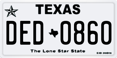 TX license plate DED0860