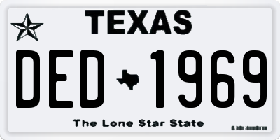 TX license plate DED1969