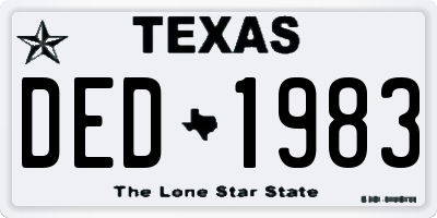 TX license plate DED1983