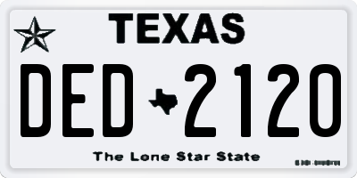 TX license plate DED2120