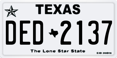 TX license plate DED2137