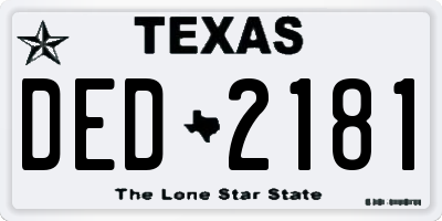 TX license plate DED2181