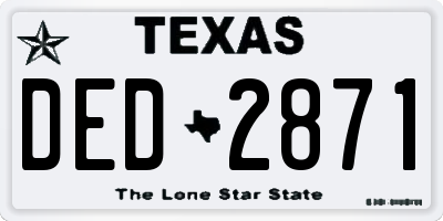 TX license plate DED2871