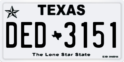 TX license plate DED3151