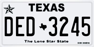 TX license plate DED3245
