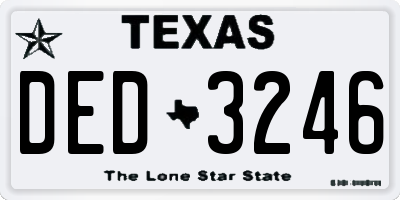 TX license plate DED3246