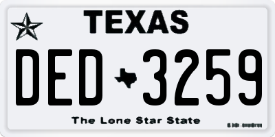 TX license plate DED3259