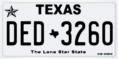 TX license plate DED3260