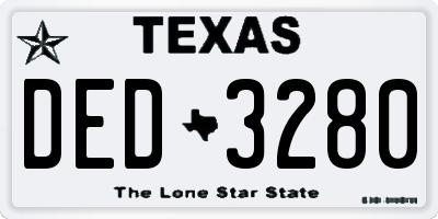 TX license plate DED3280