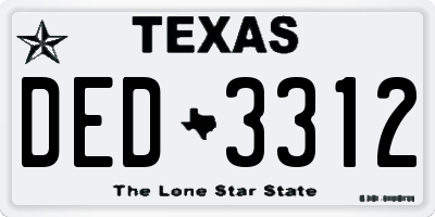 TX license plate DED3312
