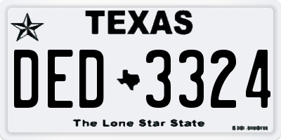 TX license plate DED3324