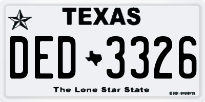 TX license plate DED3326