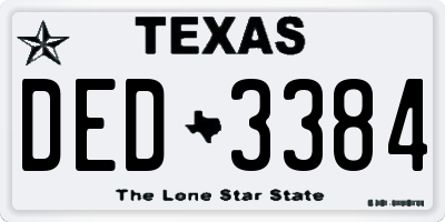 TX license plate DED3384