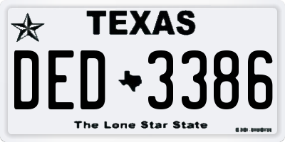 TX license plate DED3386