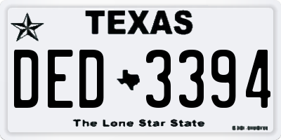 TX license plate DED3394