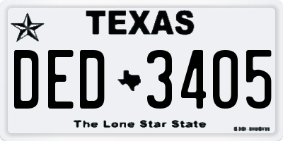 TX license plate DED3405