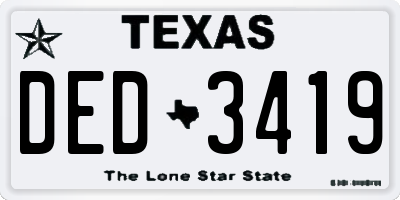TX license plate DED3419