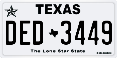 TX license plate DED3449