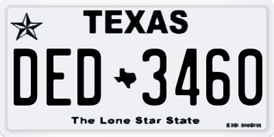 TX license plate DED3460