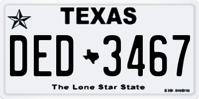 TX license plate DED3467