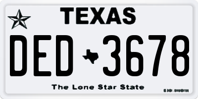 TX license plate DED3678