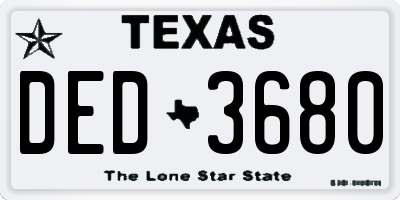 TX license plate DED3680