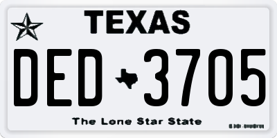 TX license plate DED3705
