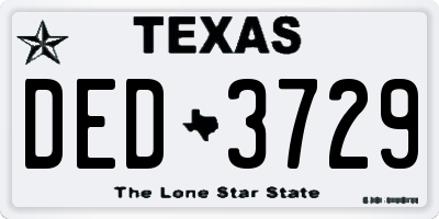 TX license plate DED3729