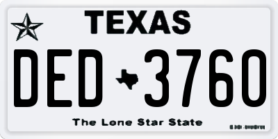 TX license plate DED3760