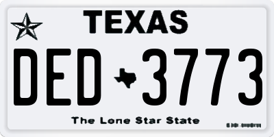 TX license plate DED3773