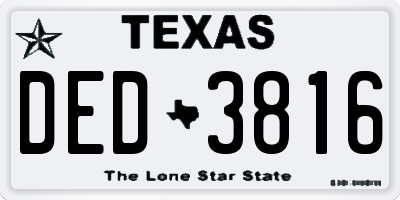 TX license plate DED3816