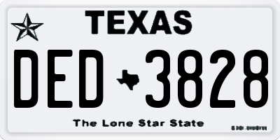 TX license plate DED3828