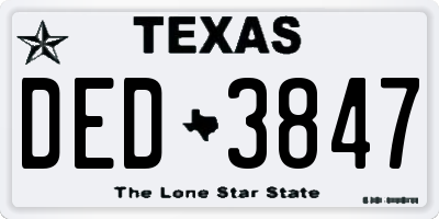 TX license plate DED3847