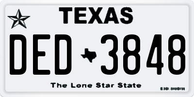 TX license plate DED3848